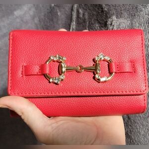 Anne Klein Horsebit Faux Leather Wallet with Rhinestones